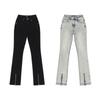 Jeans de moto SMFK à fermeture éclair à rivets, coupe slim évasée