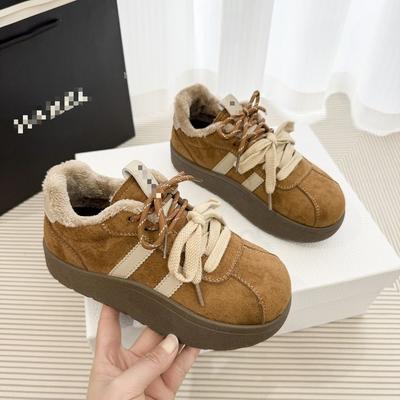 Retro Velvet German Training Shoes Winter New Thick-soled Heightening Casual Sports Board Shoes Warm Cotton Shoes