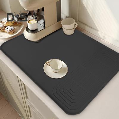 Silicone Coffee Mat Anti-Slip Grip Dish Drying Mats BPA-Free Waterproof Heat-proof Countertop Mat Espresso Drink Bar Station Accessories