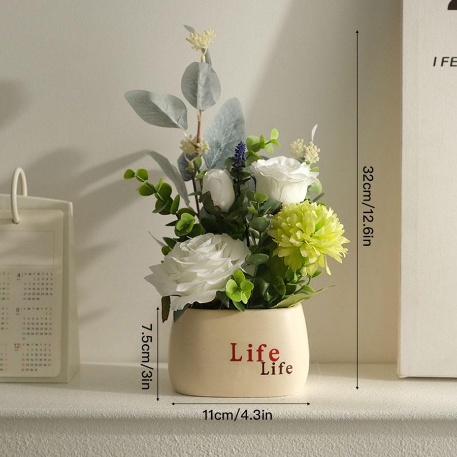 1 Piece of Simulated Flower Pot with Flower Pot Decoration Flower Bouquet Restaurant Desktop High-end Feeling Flower Bouquet