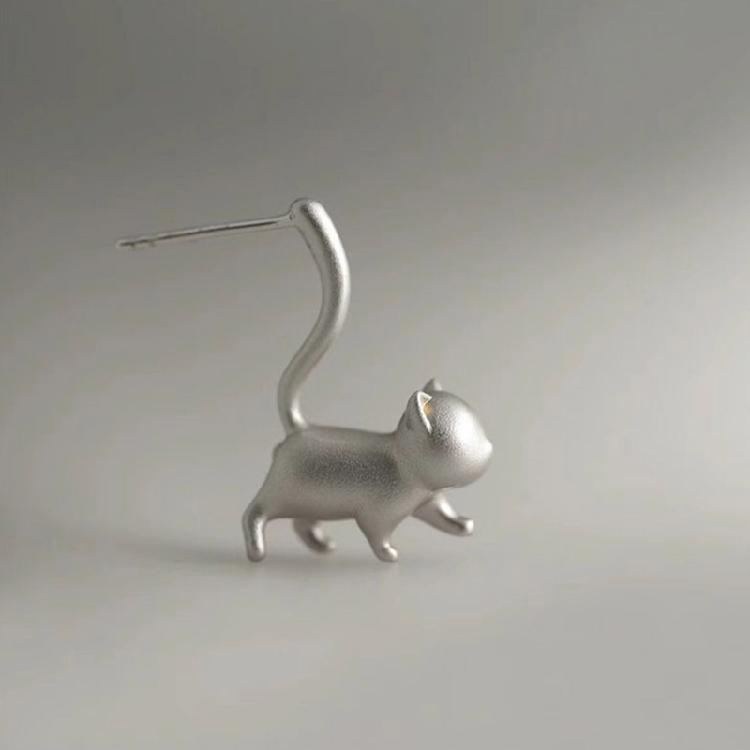 Unique Cat Earring Minimalist Piercing Earring Daily Wear Long Tail Cat Earring