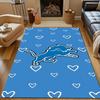 Blue Lion with Heart Pattern Background Patterned Carpet, Non Slip Mat Suitable for Living Room and Bedroom Sofas