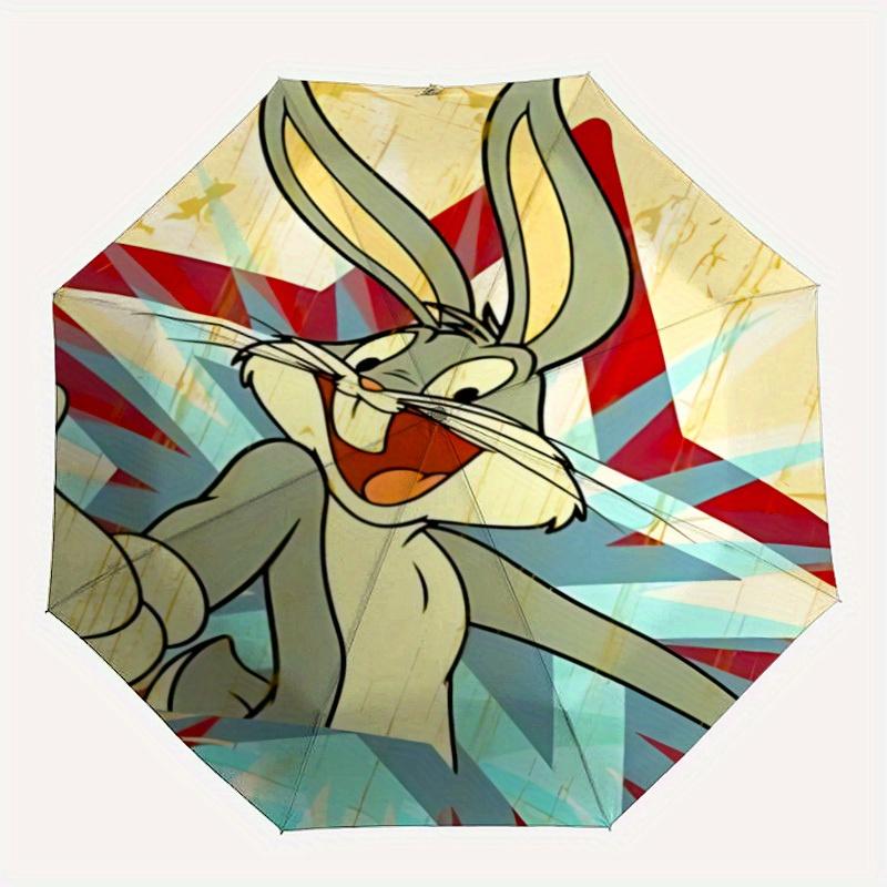 

Bugs Bunny Automatic Open/Close Umbrella Compact Travel Umbrella, 8 Rib Heavy Duty Construction, Ideal Gift, 113