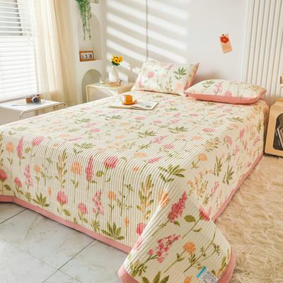 Ensemble de literie en coton lavé de classe A, ensemble de trois pièces de draps en coton épais antidérapants, housse de lit, modèles quatre saisons