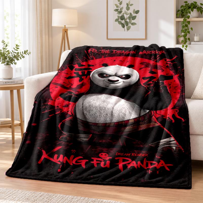 Kung Fu Panda Flannel Throw Blanket Soft Warm Cozy For Sofa Bed Indoor Home Bedroom Use