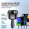 4-in-1 Einziehbarer Autoladegerät mit Spannungsanzeige Zigarettenanzünder PD QC 3.0 96W Super Schnellladegerät für iPhone Huawei Sumsung