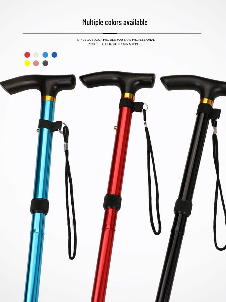 Five-Section Folding Ultra-Short Trekking Poles with T-Handle and Adjustable Telescopic Design for Hiking and Mountaineering