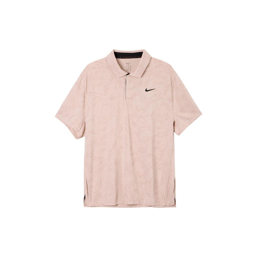 Nike Dri-FIT ADV Logo Print Breathable Jacquard Short Sleeve Polo Men Tops Oxford-Pink DZ5381-601