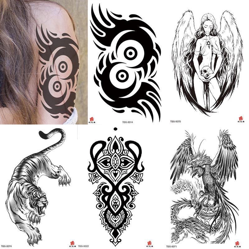 Waterproof Semi-Permanent Black & White Totem Flower Tattoo Stickers