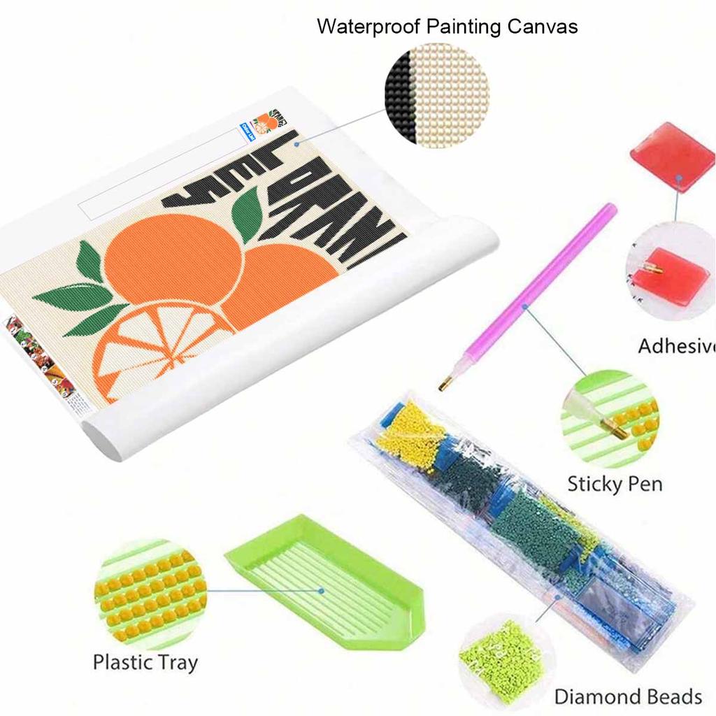 Diamond Art Kit for Beginners Orange Full Drill 5D Rhinestone Painting Relaxing Hobby Craft Home Decoration Wall Decor