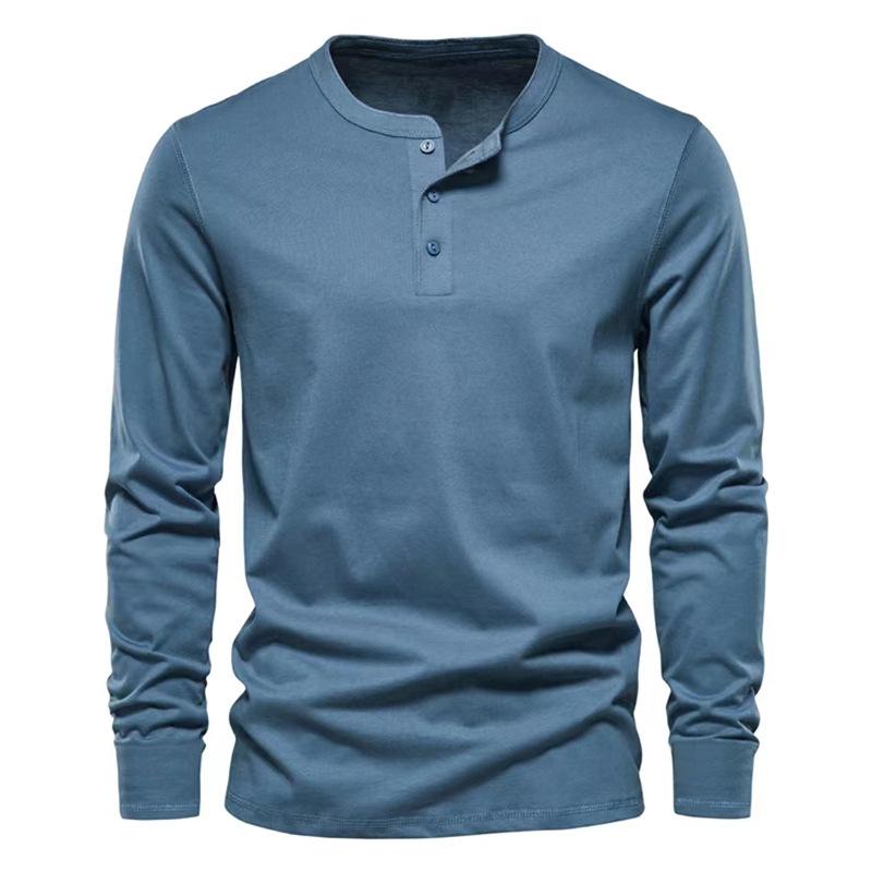 Men's Long Sleeve Henry Shirt Men's Slim Crew Neck Long Sleeve T-shirt