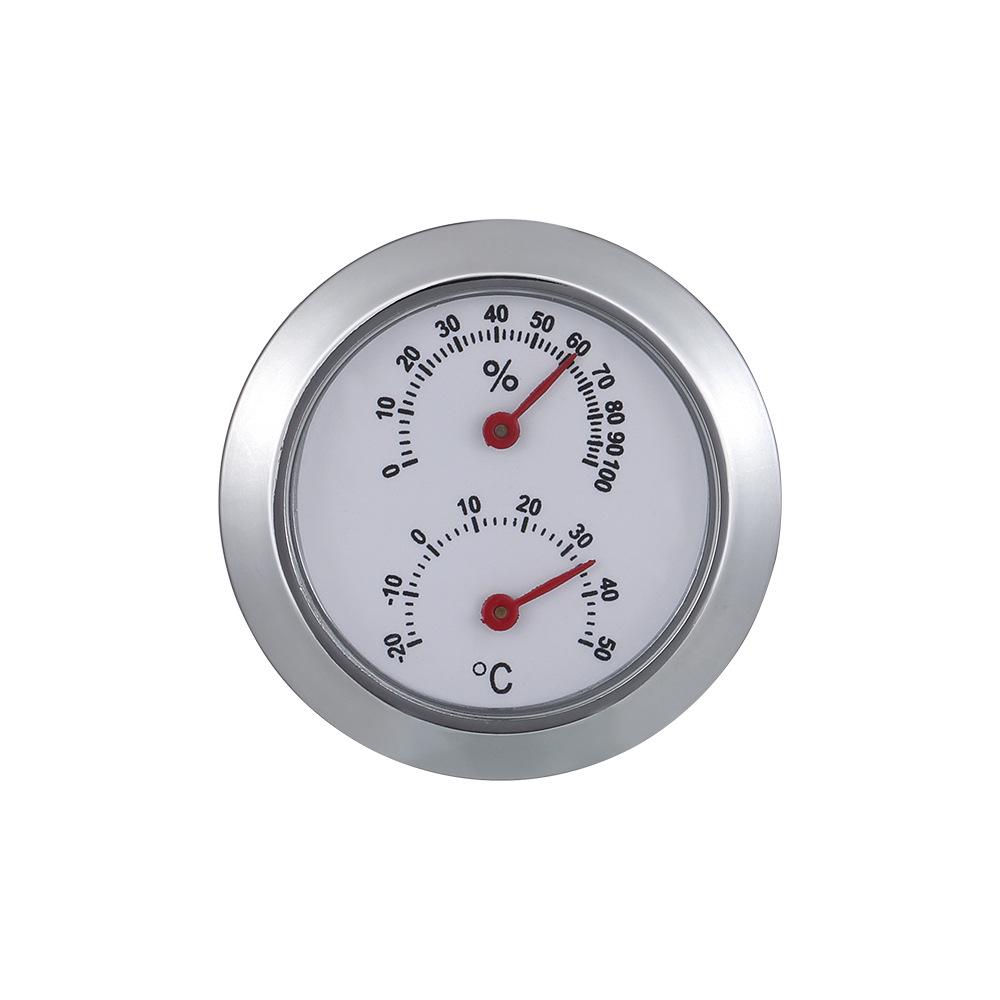 

Mini Round Thermometer Hygrometer with Calendar for Tea Box or Desk, Pointer Type, Measures in Fahrenheit & Celsius