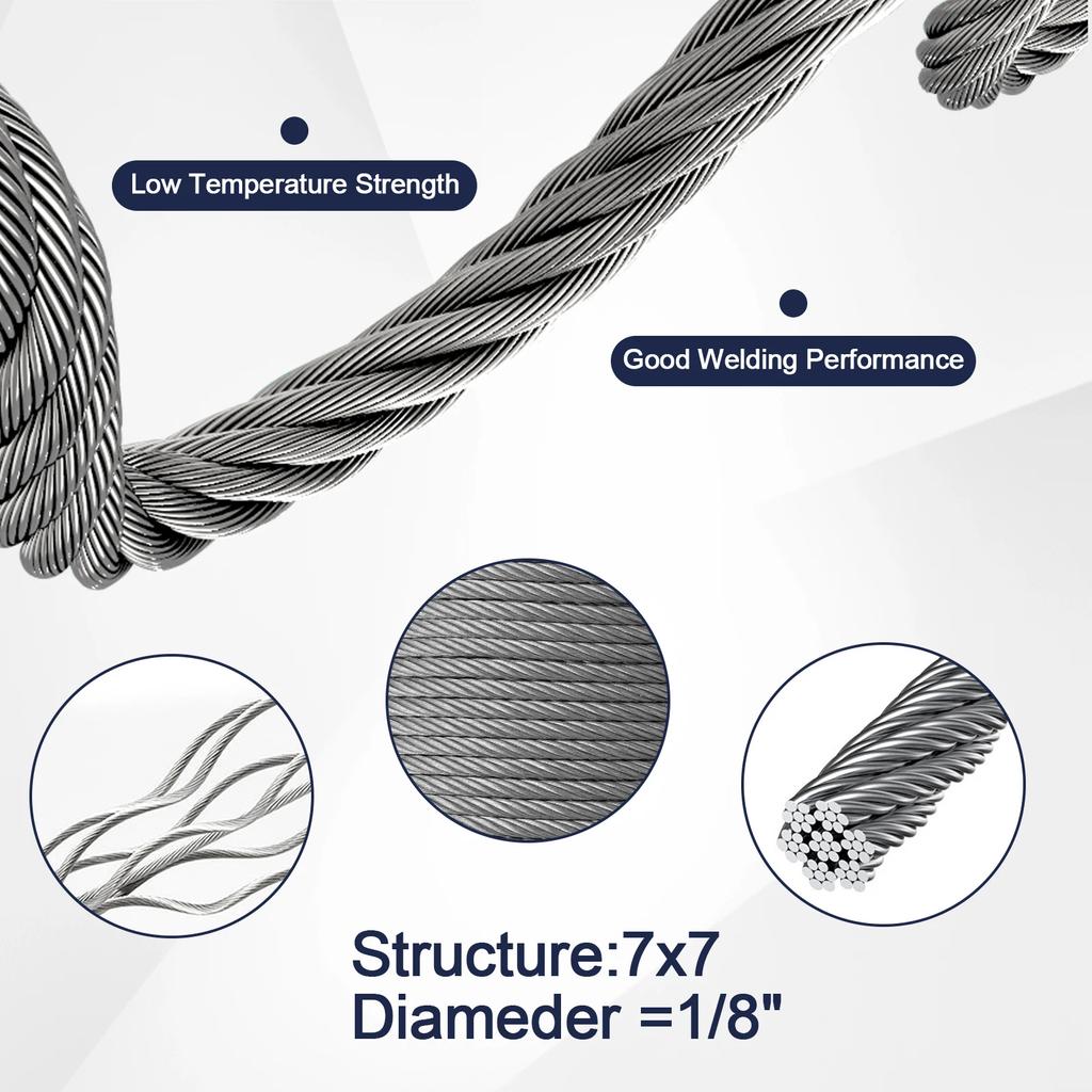 PVC Coated Stainless Steel Wire Rope Kit High Performance Versatile String Light Hanging Guide Wire for Tent Rope Clothesline