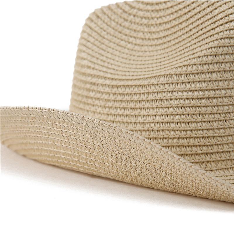 Retro Ein-Wort-Zylinderhut Western Cowboy Strohhut Vielseitiger Jazzhut Frühling und Sommer Herren- und Damen-Outdoor-Sonnenhut