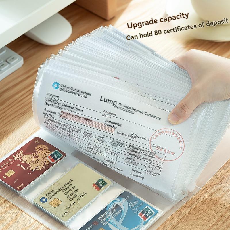 Fixed Deposit Receipt Storage Book, Multifunctional Bill Deposit Receipt Folder, Bank Large-denomination Paper Loose-leaf Deposi