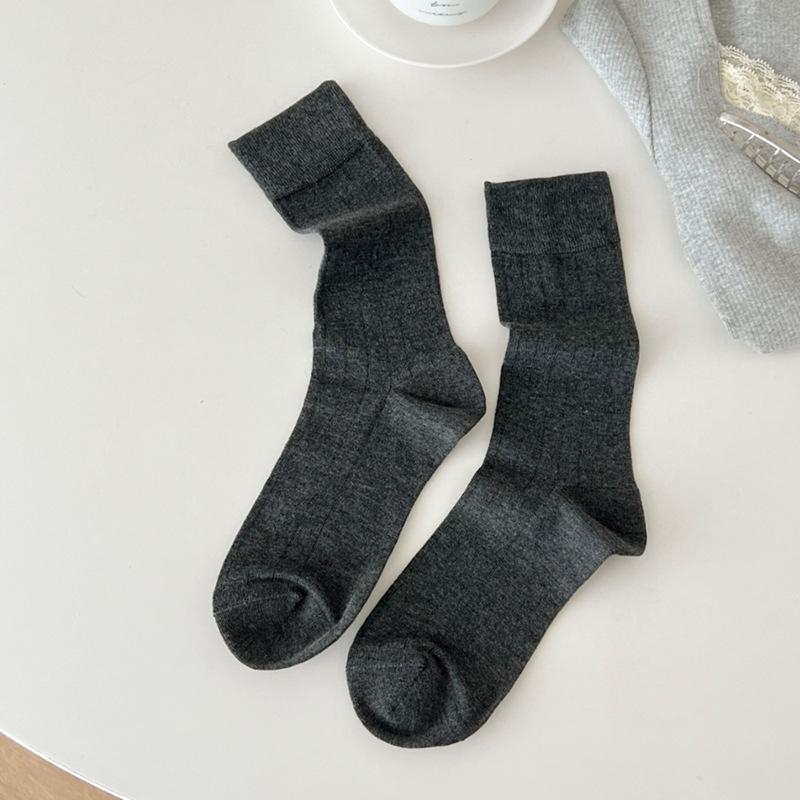Solid Color Socks Women Bamboo Fiber Thin Breathable Summer Elastic Long Socks Korean Fashion Streetwear Black White Gray Socks