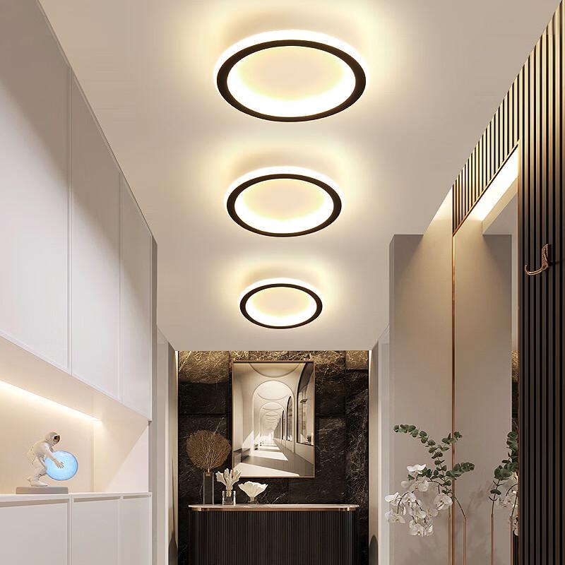 Modern Black Round LED Ceiling Light for Hallways