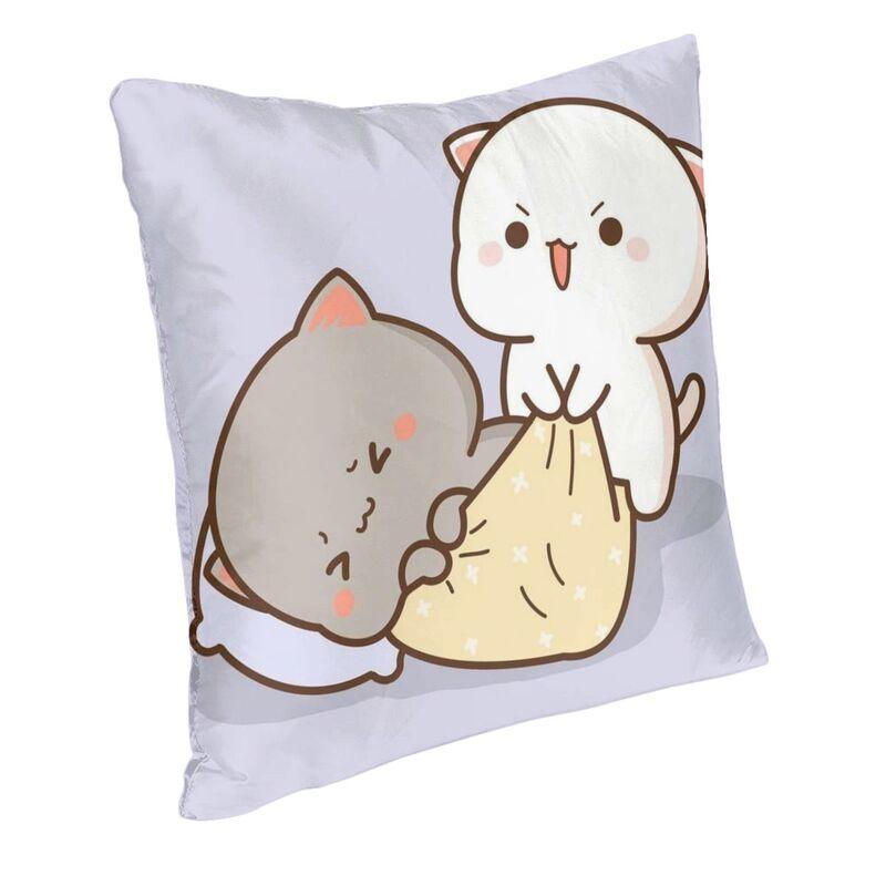 Peach And Goma Mochi Cat Wake Up Cushion Cover 45X45 Decoration 3D Print Throw Pillow For Sofa Double Side