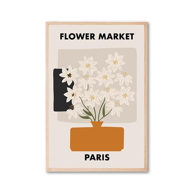 Scandinavian Flower Market Canvas Art Poster Floral Print Painting Modern Bedroom Living Room Wall Mural Home Decor
