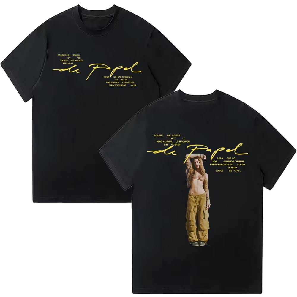 Tini Stoessel Merch Tričko De Papel Módní Bavlněná Trička s Krátkým Rukávem Pánská Dámská Hip Hop Oblečení Y2K Podzimní a zimní spodní prádlo