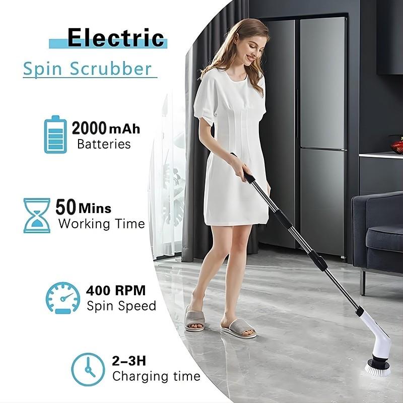 9 IN 1 Cordless Portable Electric Spin Scrubber Handheld Bathtub Kitchen Cleaner Multifunctional Electric Cleaning Brush