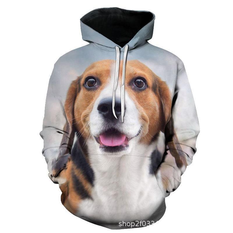 Winter Animal Print Hoodie Men Women Casual Loose Fit Sweatshirt