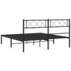 Metal Bed Frame with Headboard Black 140 X 200 Cm