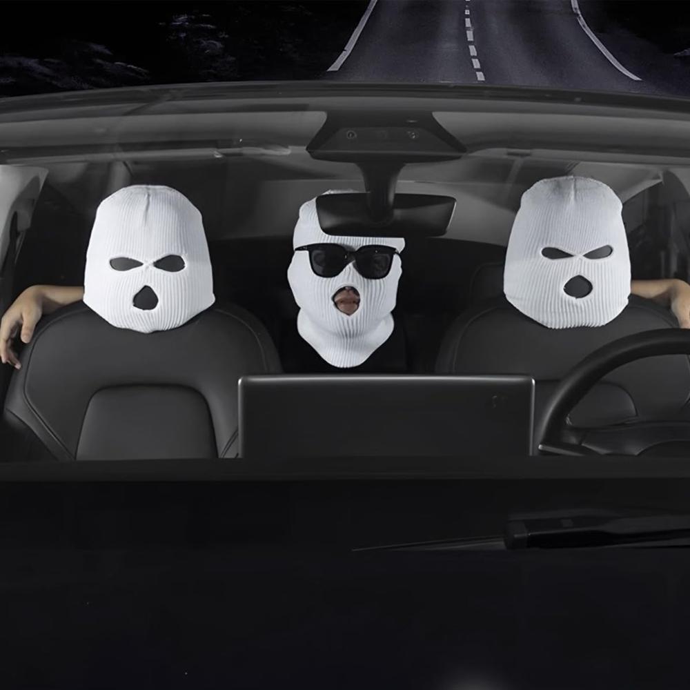 Universal Car Headrest Cover Car Seat Face Mask Ski Mask Halloween Christmas Funny Decoration for Tesla BMW Ford Volkswagen Kia