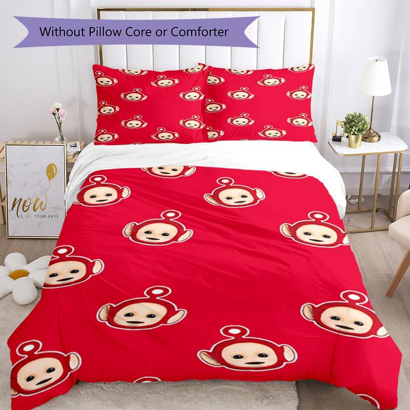 3pcs Teletubbies Bedding Set Duvet Cover Closure Includes 1 Duvet Cover & 2 Pillowcases, Soft and Comfortable for All Seasons.