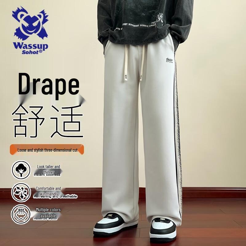 

Wassup Sohot Men s Striped Loose Fit Straight Leg Casual Pants 4XL