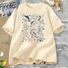 Dinos in Space T Shirt Funny Dinosaur Tshirt Men Women Oversized Graphic Vintage T Shirts Cotton Casual Round Neck T-shirt