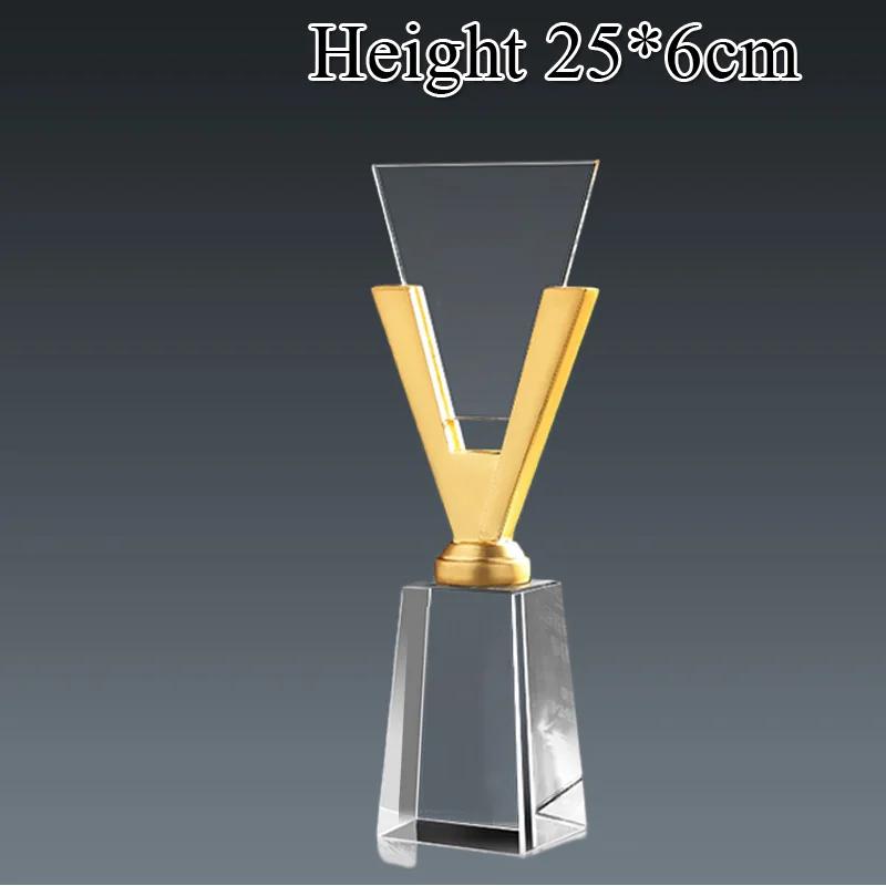 Customized Crystal Trophy High-End Metal Gold, Silver, Copper, Award Honor Gift Excellent Employe Souvenir, Home Decoration, 1Pc