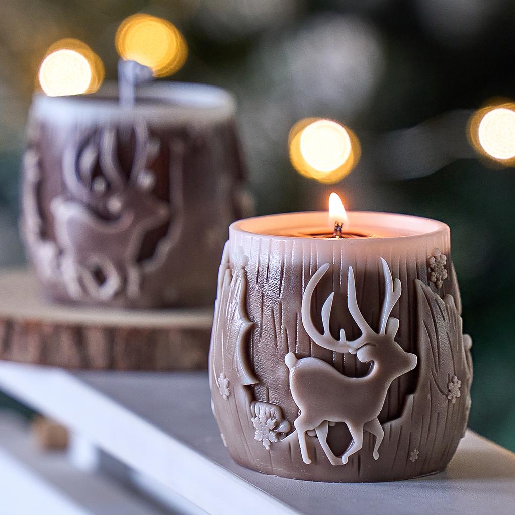 Weihnachtsbaum Elch Silikon Kerzenform DIY Handgemacht Zylindrisch Aromatherapie Seife Gips Harzformen Heim Weihnachtsdeko Handwerk Geschenke