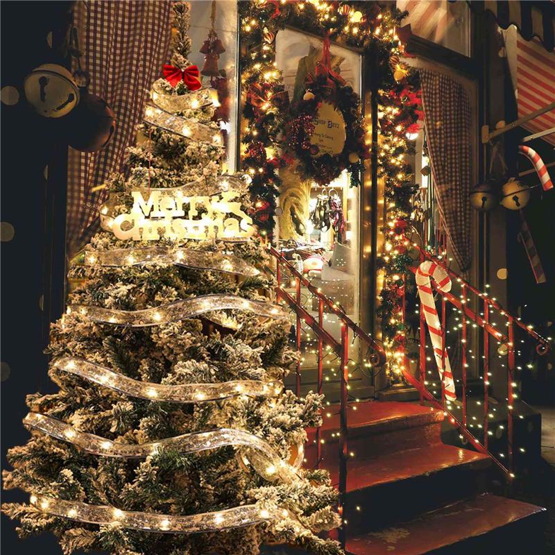 ABMH-5M 50Leds Christmas Tree Ribbon Light Decoration String Lights DIY Lace Bows String Light Home Decors New Year Light