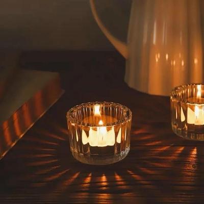 Romantic Vertical Stripe Candle Cup for Candlelight Dinner and Photo Props Decor