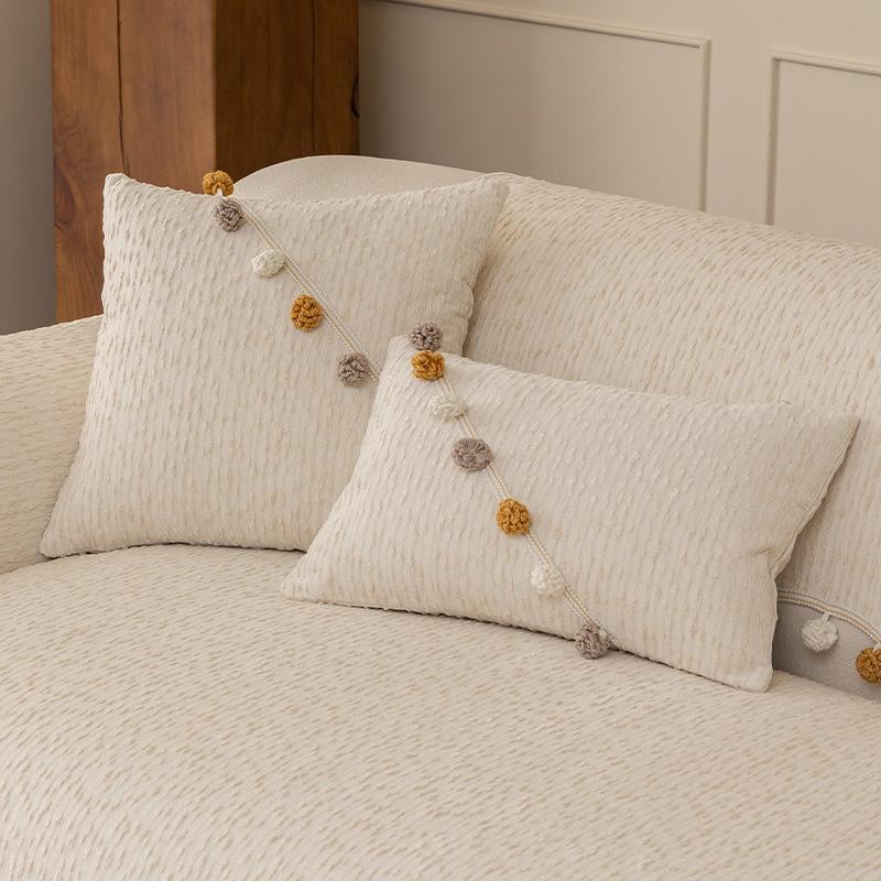 Cream Sofa Cover Universal Four Seasons Cat Scratch Resistant Non Slip Sofa Protector Decorative Couch Throw Blanket