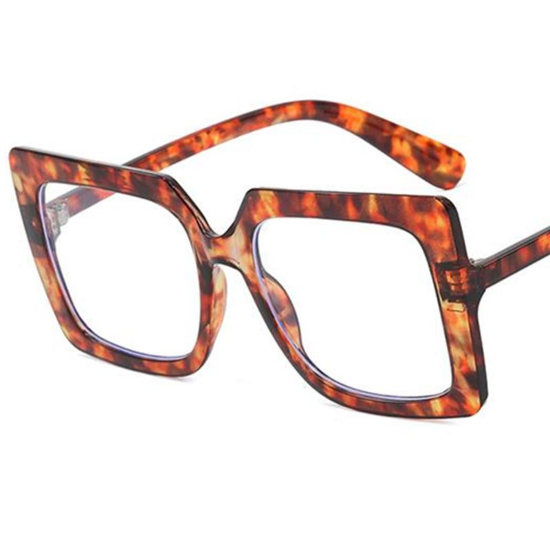 

Fashion Optical Light Glasses Retro Eyeglasses Oversize Frame Spectacles Square Googles Simplity Eyewear Women Ornamental transparent леопардовый
