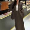 2 Pcs/Set Women Suit Coat Skirt Set Double-breasted Long Sleeve Lapel Mid
