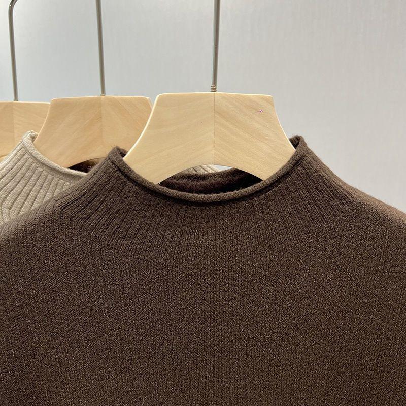 Cashmere Blouse Semi-turtleneck Fleece Thickened Sweater Warm Integrated Fleece with Wool Bottoming Shirt Sweaters