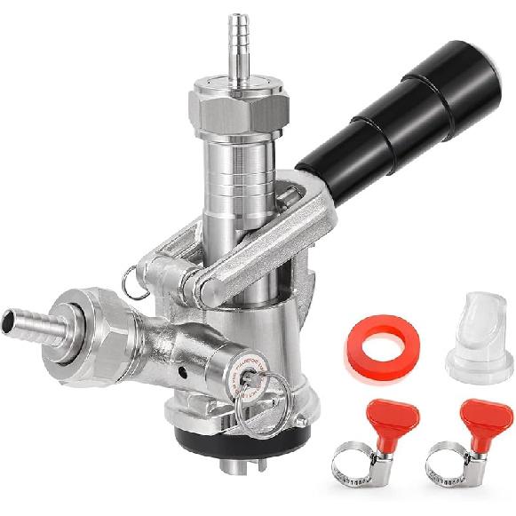 Keg Coupler for Sankey D System Beer Keg Tap Dispenser-304 Stainless Steel Probe, Beer Kegerator Tap D-Type Sankey Keg Coupler fit for I.D1/4", 3/16"