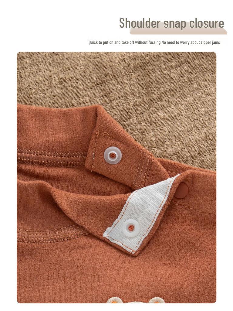 Baby Unisex Fleece Bodysuit: Autumn/Winter Thick Snap-Crotch, High-Collar, Long-Sleeve