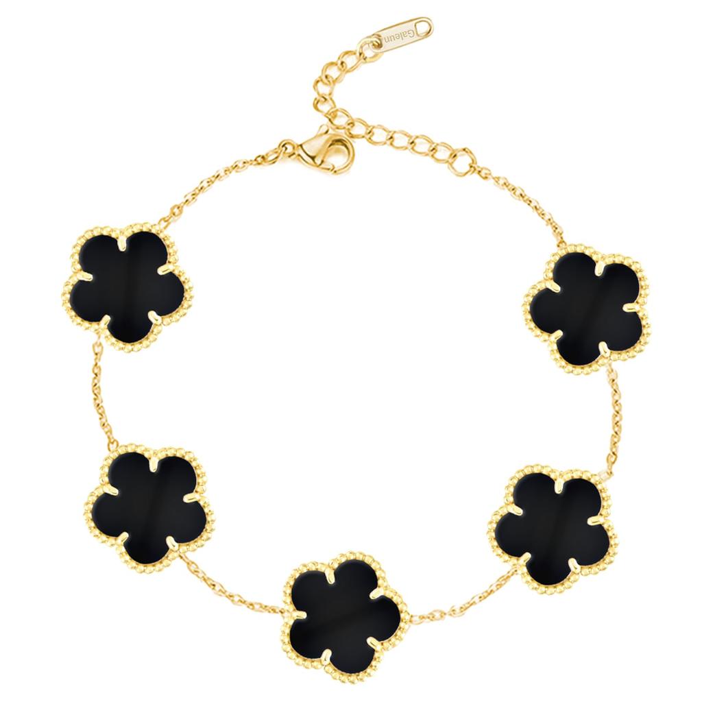 18K Gold Plated Dainty Four Five Leaf Clover Dot Bracelets for Women Lucky Flower Jewelry
