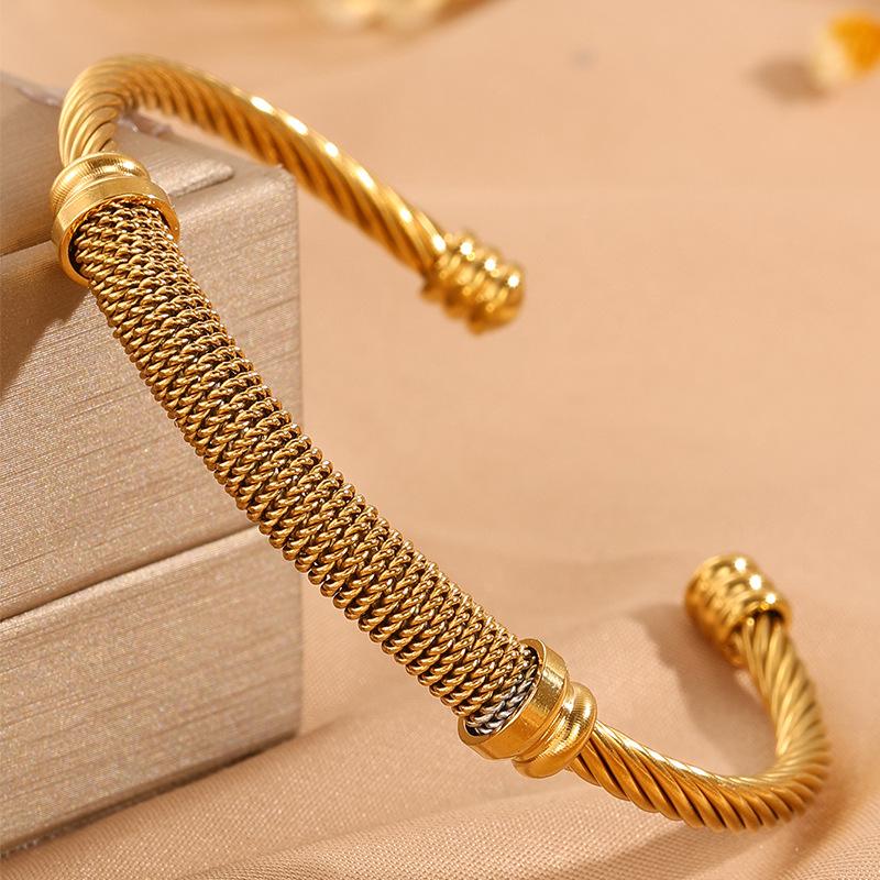 Design Steel Wire Opening Mesh Light Luxury C-shaped Fashionable Color Matching Versatile Bracelet