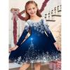 Christmas Girls Dress Clothing Christmas Beautiful Snowflake Pattern Elegant Green Long Sleeve Skirt Christmas Comfortable Blue A-Line Skirt