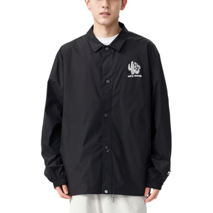 Anta Skateboarding Series Black Unisex Water-Repellent Woven Coach Jacket 172428603-1