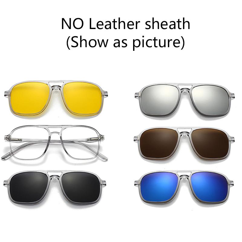 Transparent Frame 2333A 6PCS Magnetic Polarized Clip On Sunglasses Plastic Frame For Night Driving Sunglasses UV400