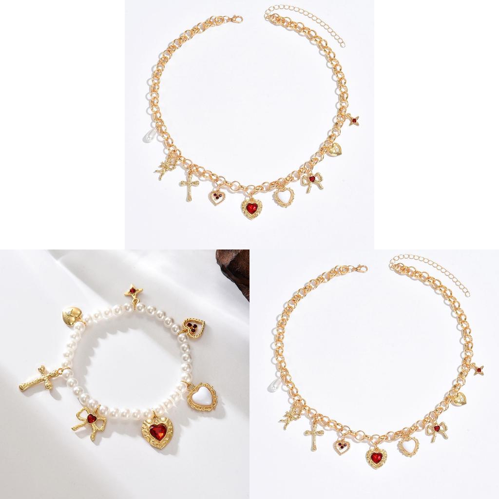 Herzförmige Anhängerkette mit Schmetterlingsschleifen-Design Für Damen Modeschmuck