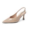 Sheepskin sandals women's summer wear new kitten heel bag head thin heel pointed rear empty high heel nude single shoes