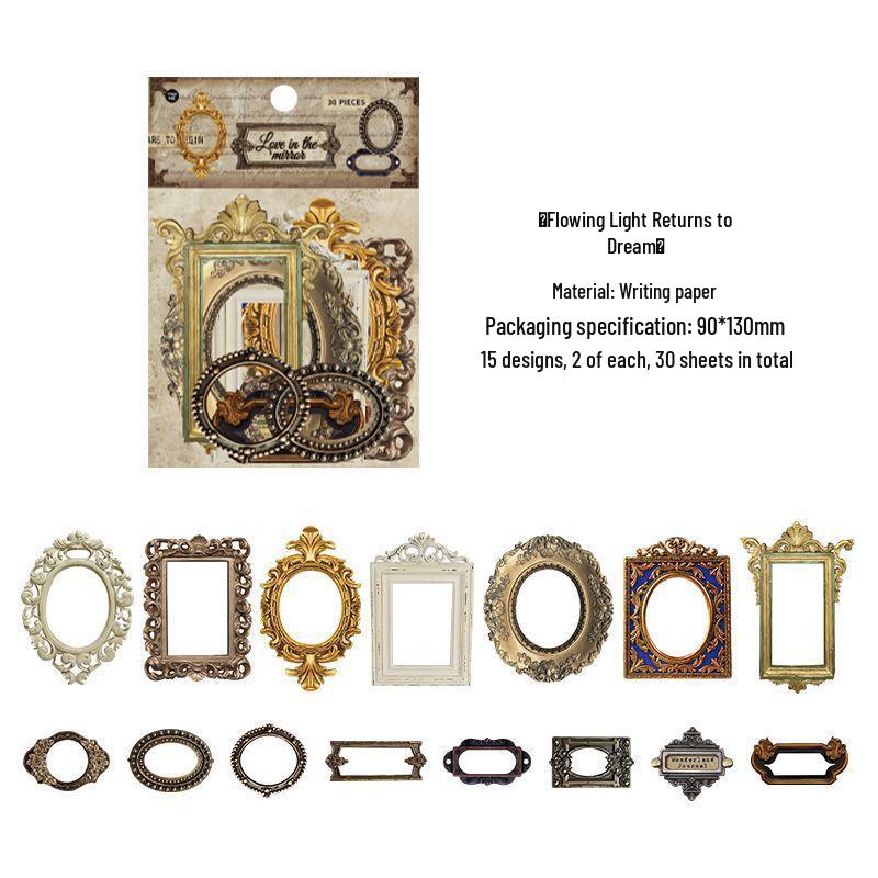 

Infeel.Me Vintage Nostalgia Sticker Pack: Retro Gear Photo Frame & DIY Journal Background Collage.