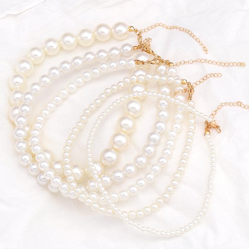 Elegant Big White Imitation Pearl Beads Choker Clavicle Chain Necklace For Women Wedding Jewelry Collar 2021 New